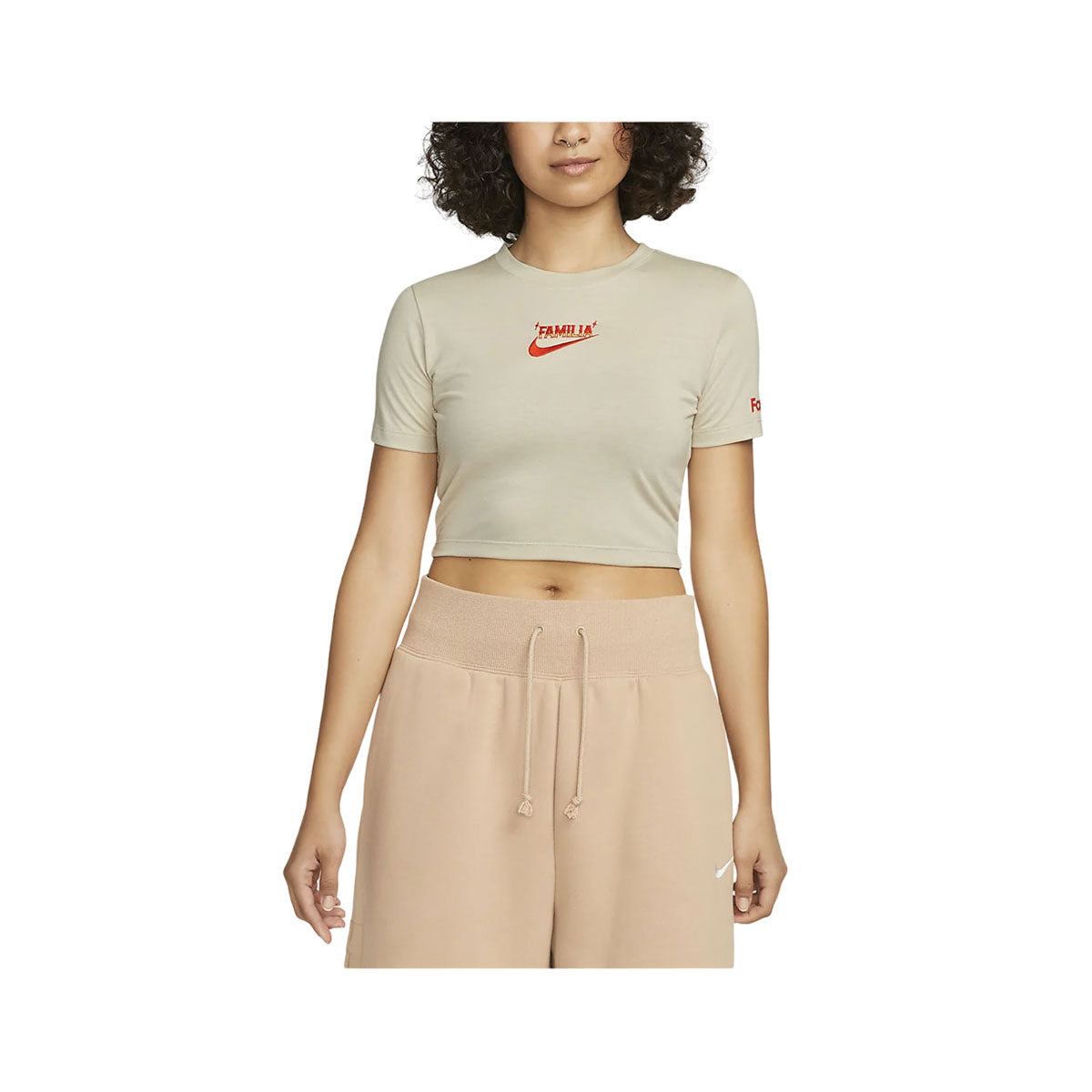 Nike Women's Sportswear Somos Familia Slim Fit Cropped T-Shirt