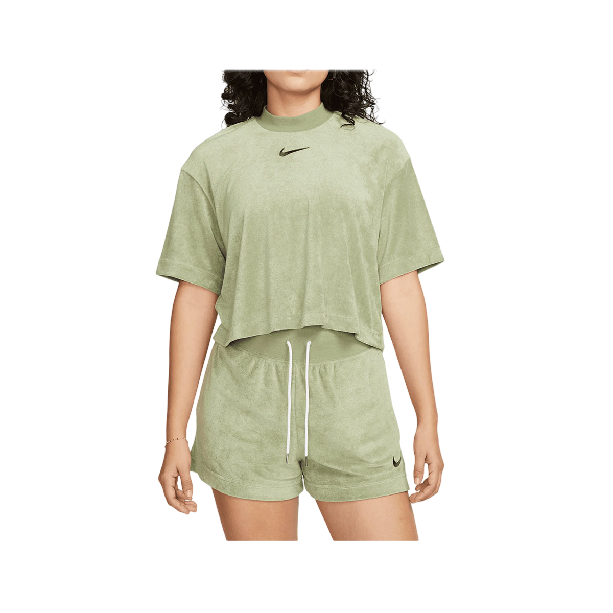 Nike Women's Mock-Neck Short-Sleeve Terry Top