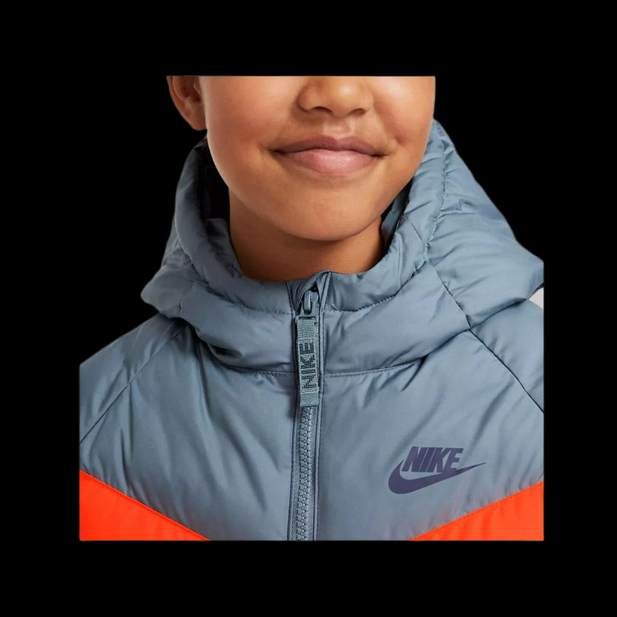Nike Sportswear Older Kids Synthetic-Fill Down Jacket Navy Orange