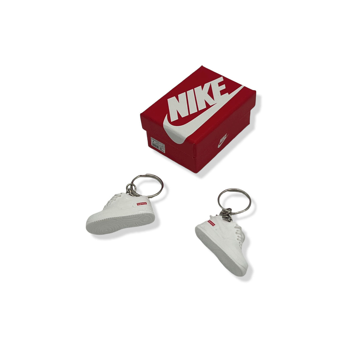 3D Sneaker Keychain- Air Force 1 Low White Supreme Pair