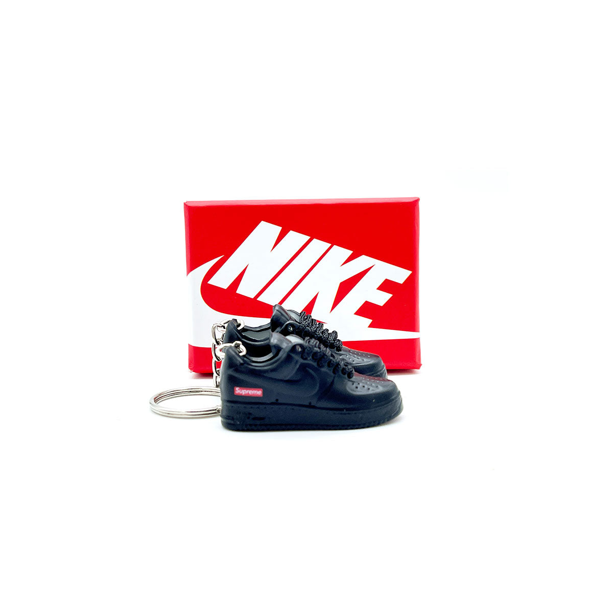 3D Sneaker Keychain- Air Force 1 Low Black Supreme Pair - KickzStore