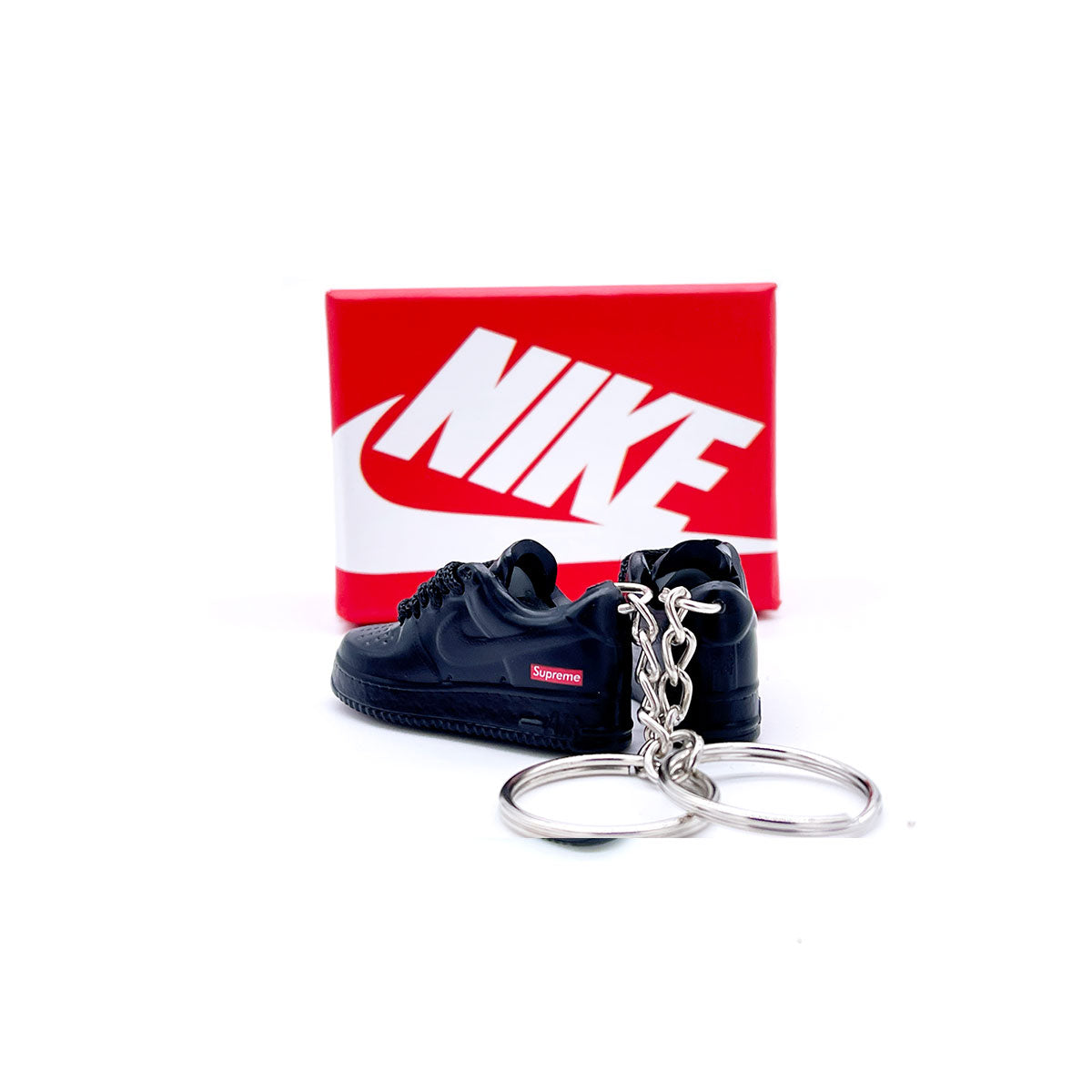 3D Sneaker Keychain- Air Force 1 Low Black Supreme Pair