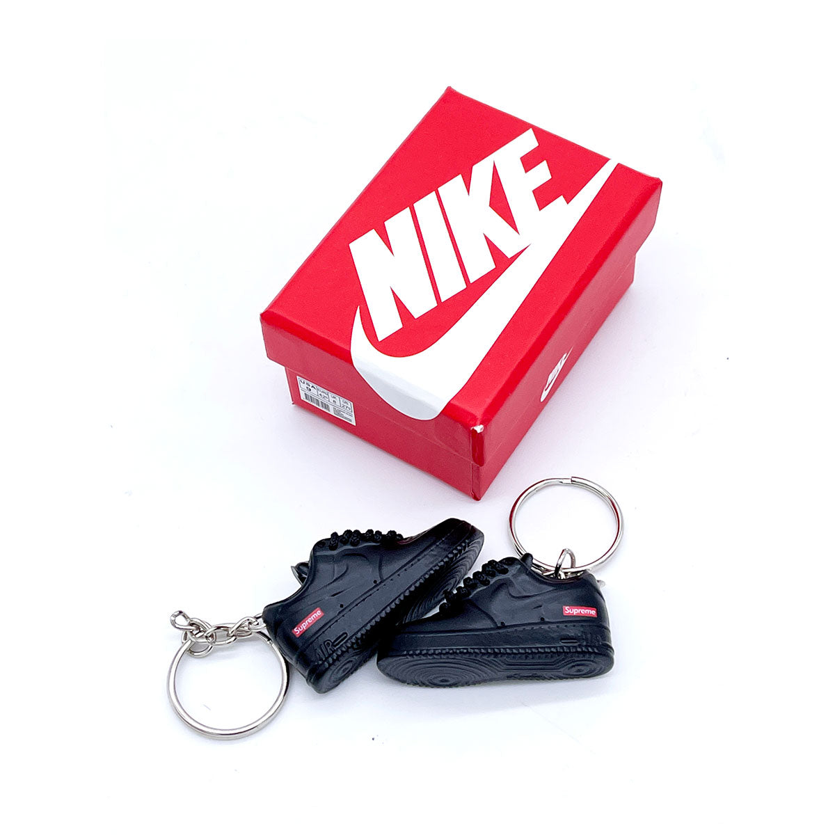 3D Sneaker Keychain- Air Force 1 Low Black Supreme Pair - KickzStore