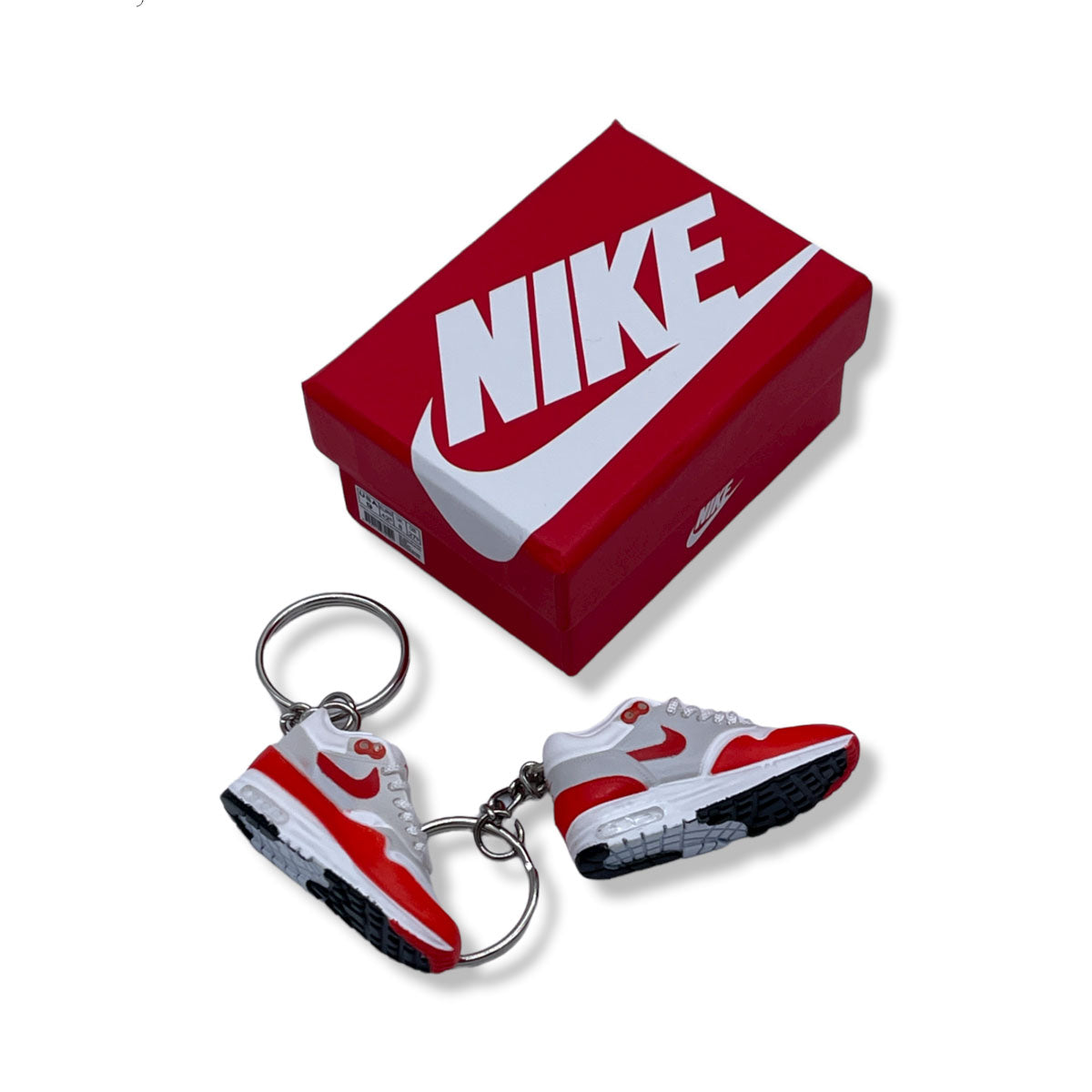 3D Sneaker Keychain- Air Max 1 OG White Red Pair