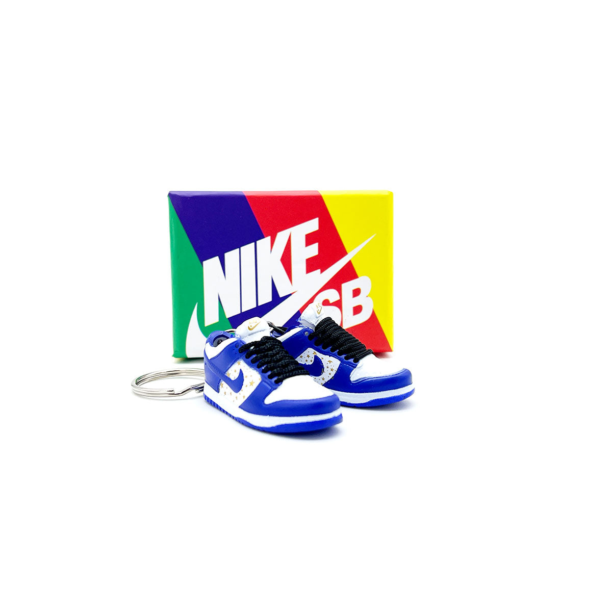 3D Sneaker Keychain- Nike SB Dunk Low Supreme Stars Hyper Royal Pair