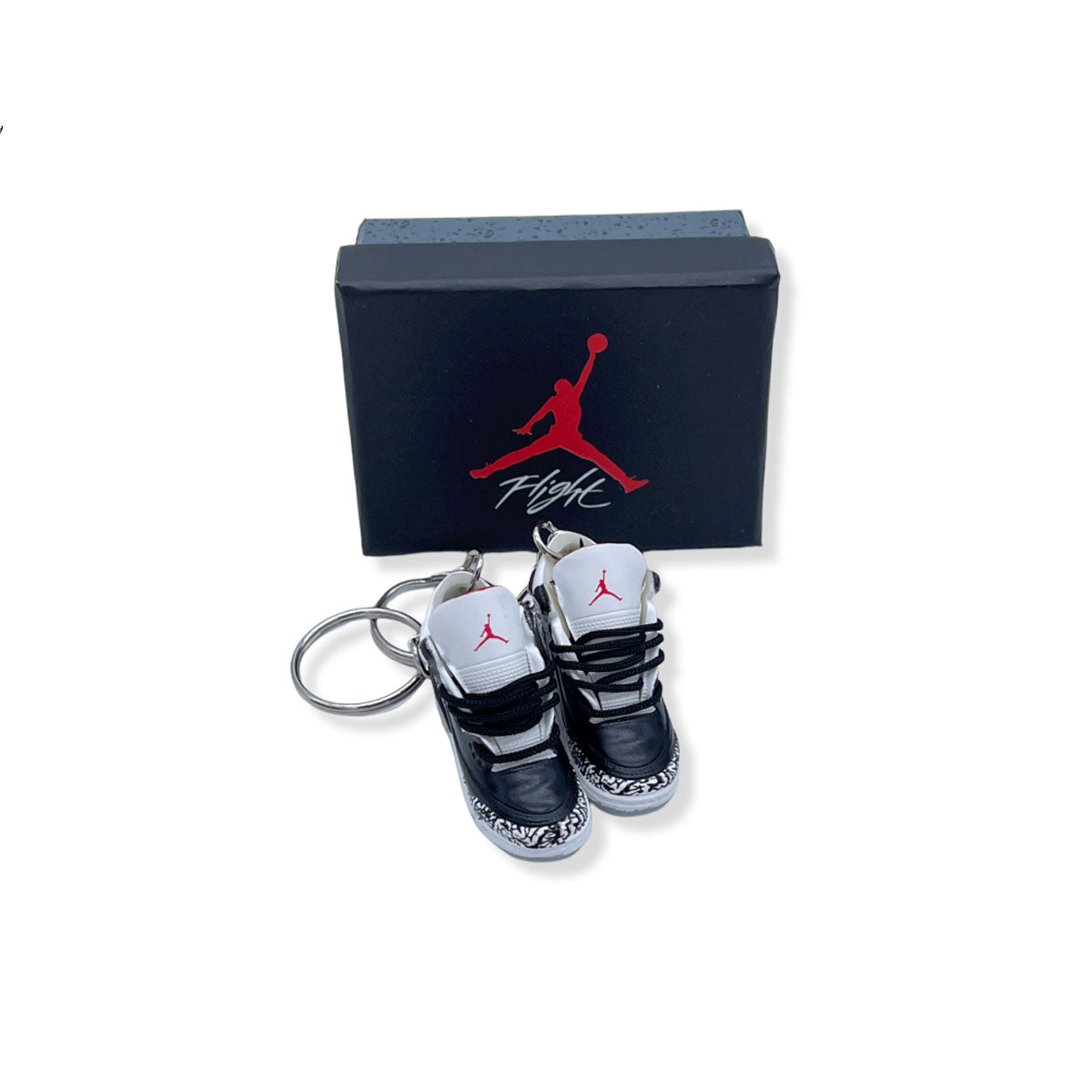 3D Sneaker Keychain- Air Jordan 3 Black Cement Pair