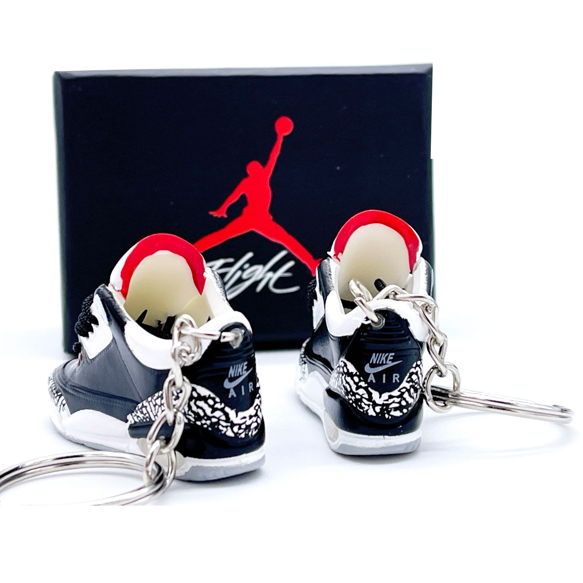 3D Sneaker Keychain- Air Jordan 3 Black Cement Pair