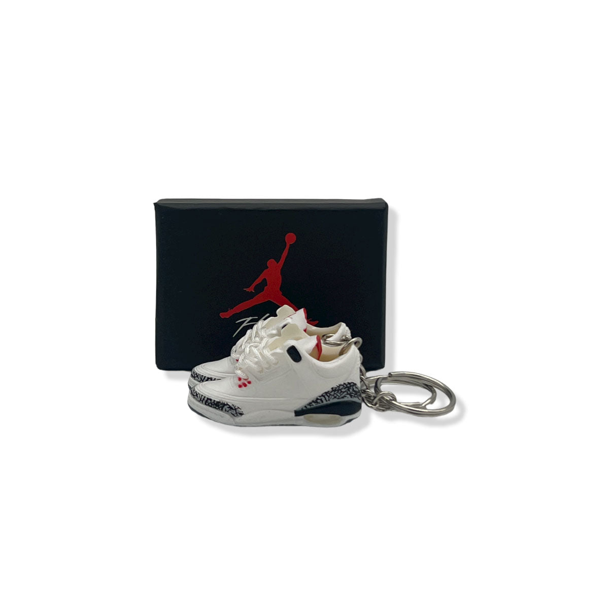 3D Sneaker Keychain- Air Jordan 3 White Cement Pair - KickzStore