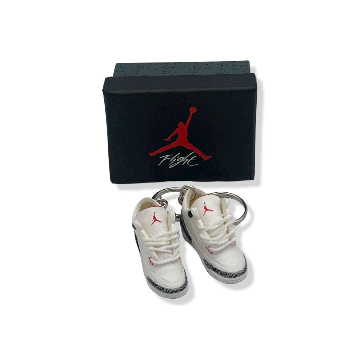 3D Sneaker Keychain- Air Jordan 3 White Cement Pair