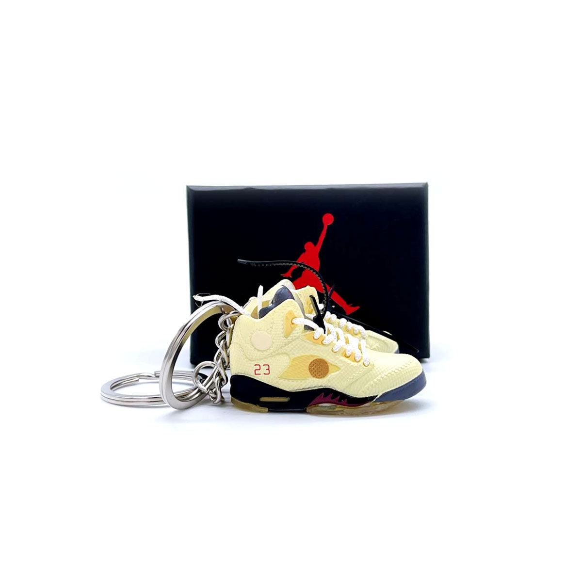 3D Sneaker Keychain- Air Jordan 5 Off-White Sail Pair - KickzStore