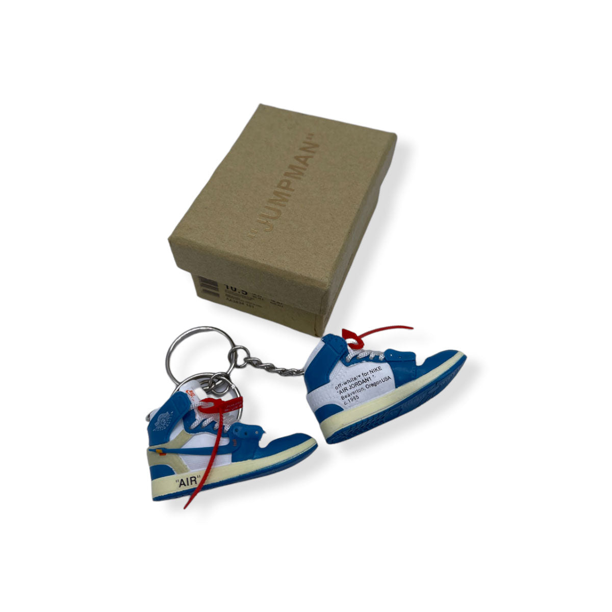 3D Sneaker Keychain- Air Jordan 1 High Off-White University Blue Pair