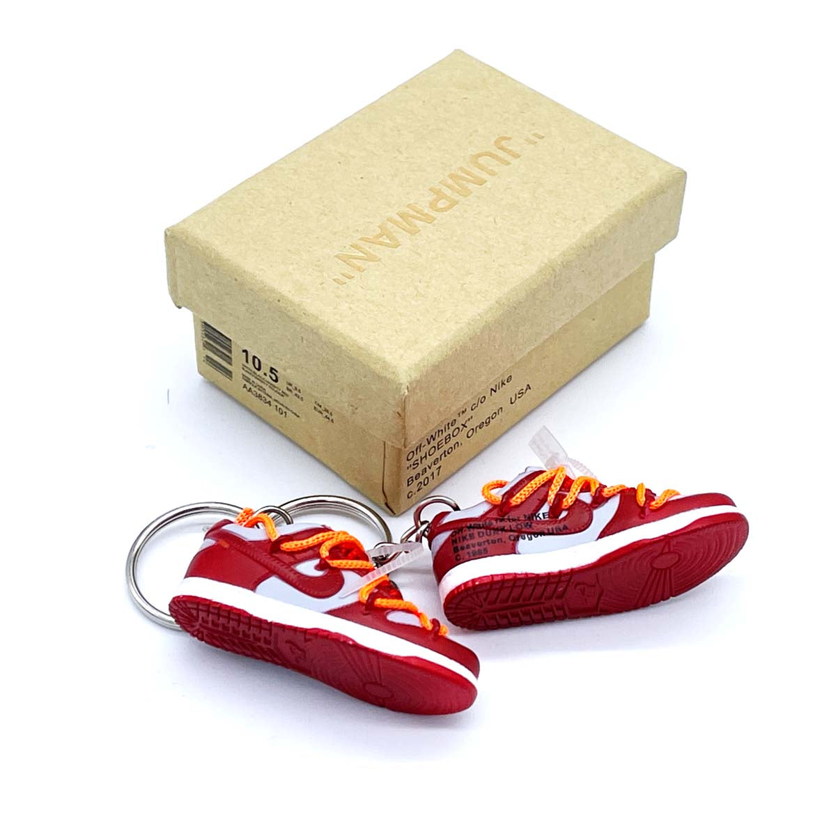 3D Sneaker Keychain- Nike SB Dunk Low Off-White University Red Pair - KickzStore