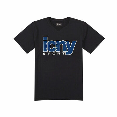 ICNY Men's Overlap Logo T-Shirt Black Navy