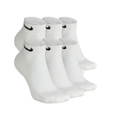 Nike Mens Everyday Plus Cushioned Low Cut Training Socks White 6 Pack