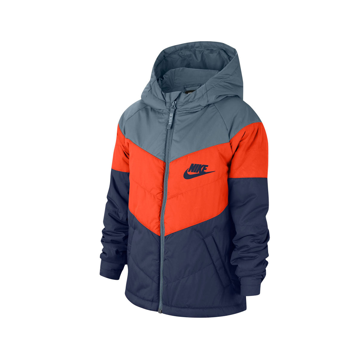 Nike Sportswear Older Kids Synthetic-Fill Down Jacket Navy Orange