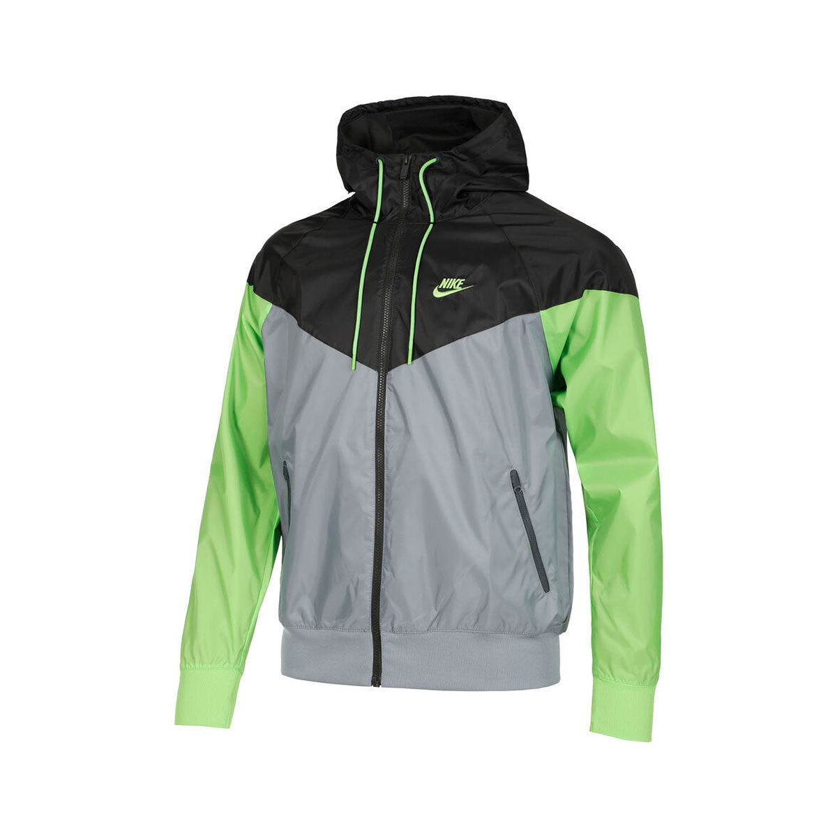 Nike Men's Sportswear Windrunner Full Zip Jacket Cool Grey Action Green