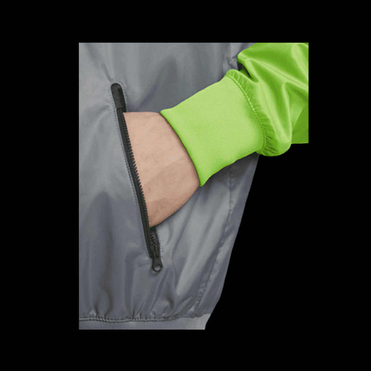 Nike Men's Sportswear Windrunner Full Zip Jacket Cool Grey Action Green