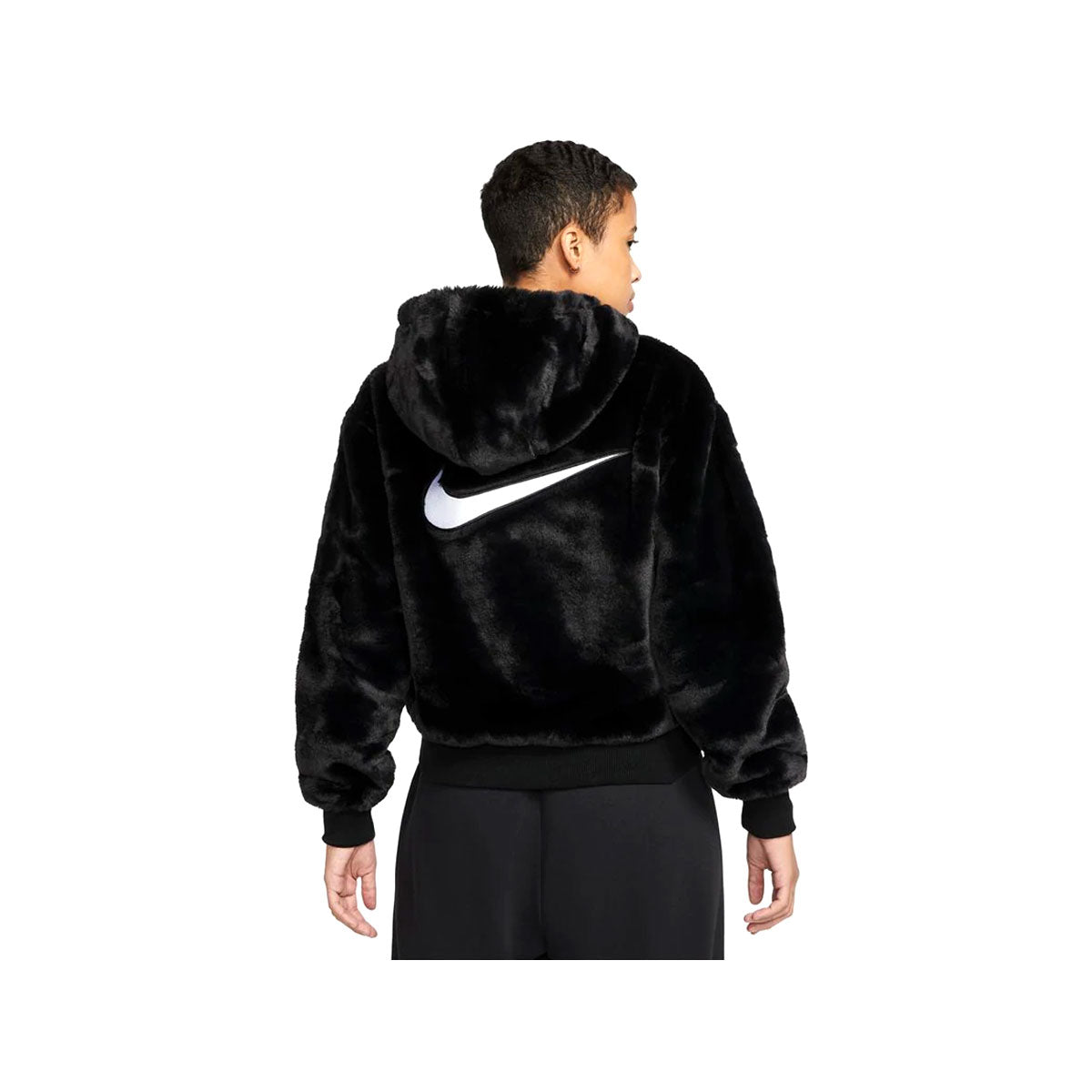 Nike Women's Sportswear Essentials Hoodie Faux Fur Black - KickzStore