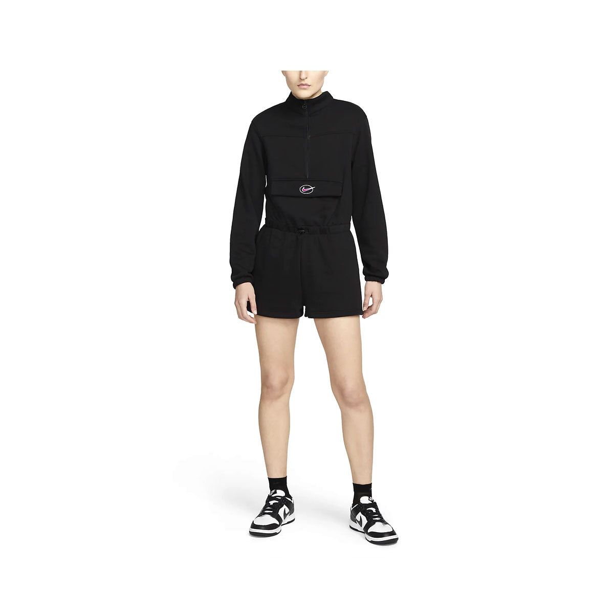 Nike Women's Sportswear Icon Clash Fleece Romper Black - KickzStore