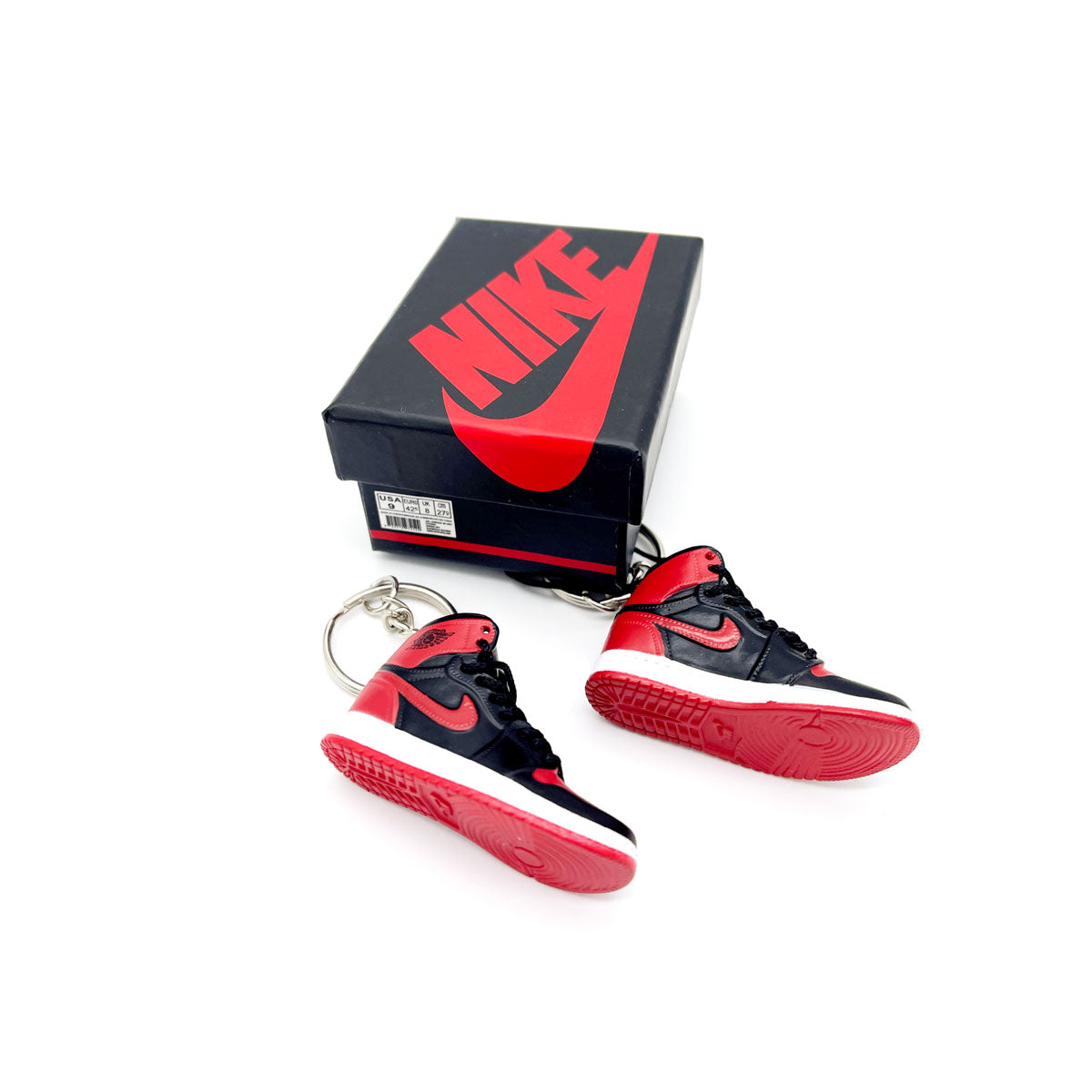 3D Sneaker Keychain- Air Jordan 1 High Banned 'Bred' Pair - KickzStore