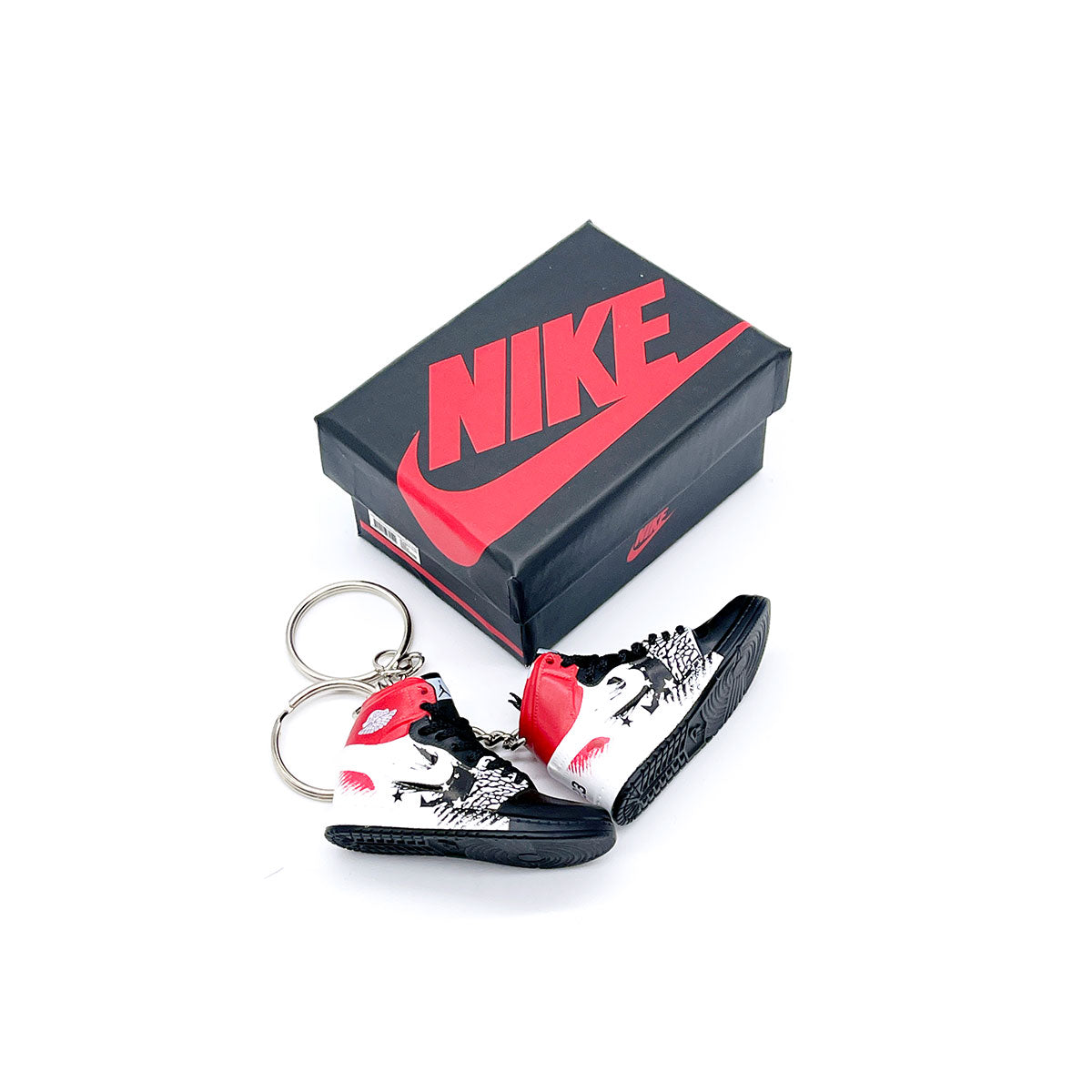 3D Sneaker Keychain- Air Jordan 1 High Dave White Wings for the Future Pair