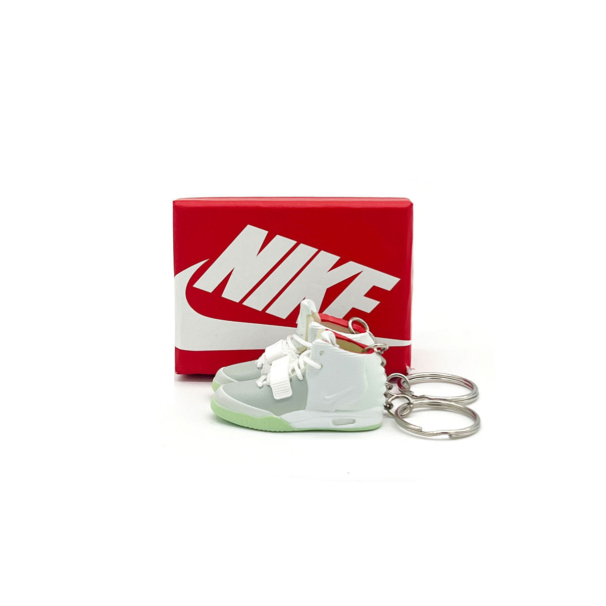 3D Sneaker Keychain- Nike Air Yeezy 2 Pure Platinum Pair - KickzStore
