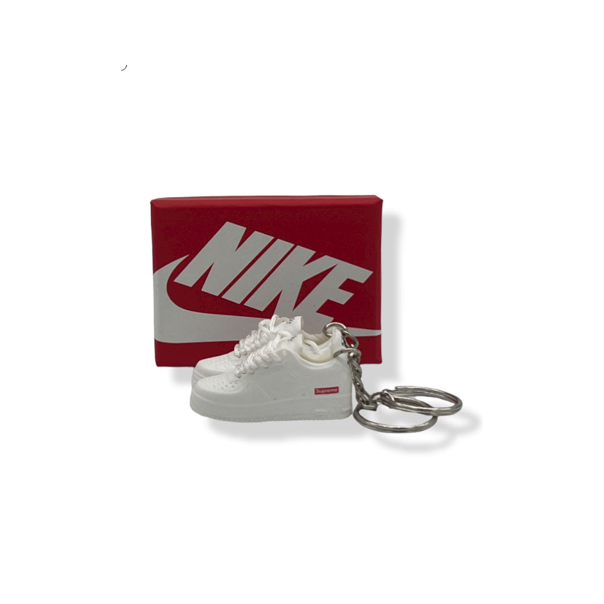 3D Sneaker Keychain- Air Force 1 Low White Supreme Pair - KickzStore