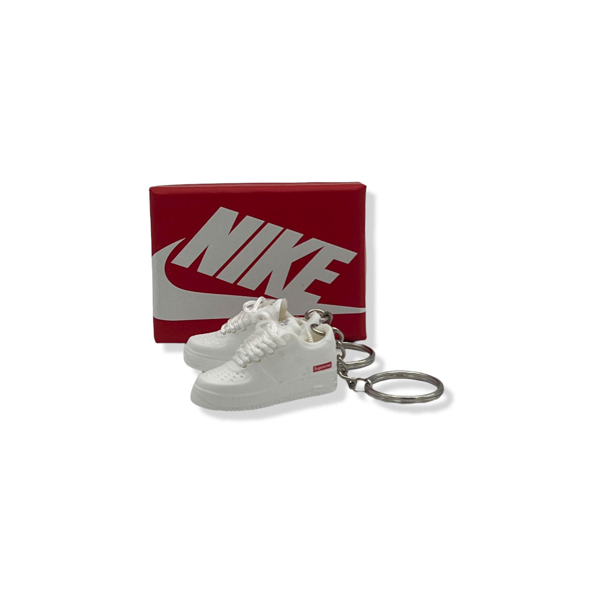 3D Sneaker Keychain- Air Force 1 Low White Supreme Pair