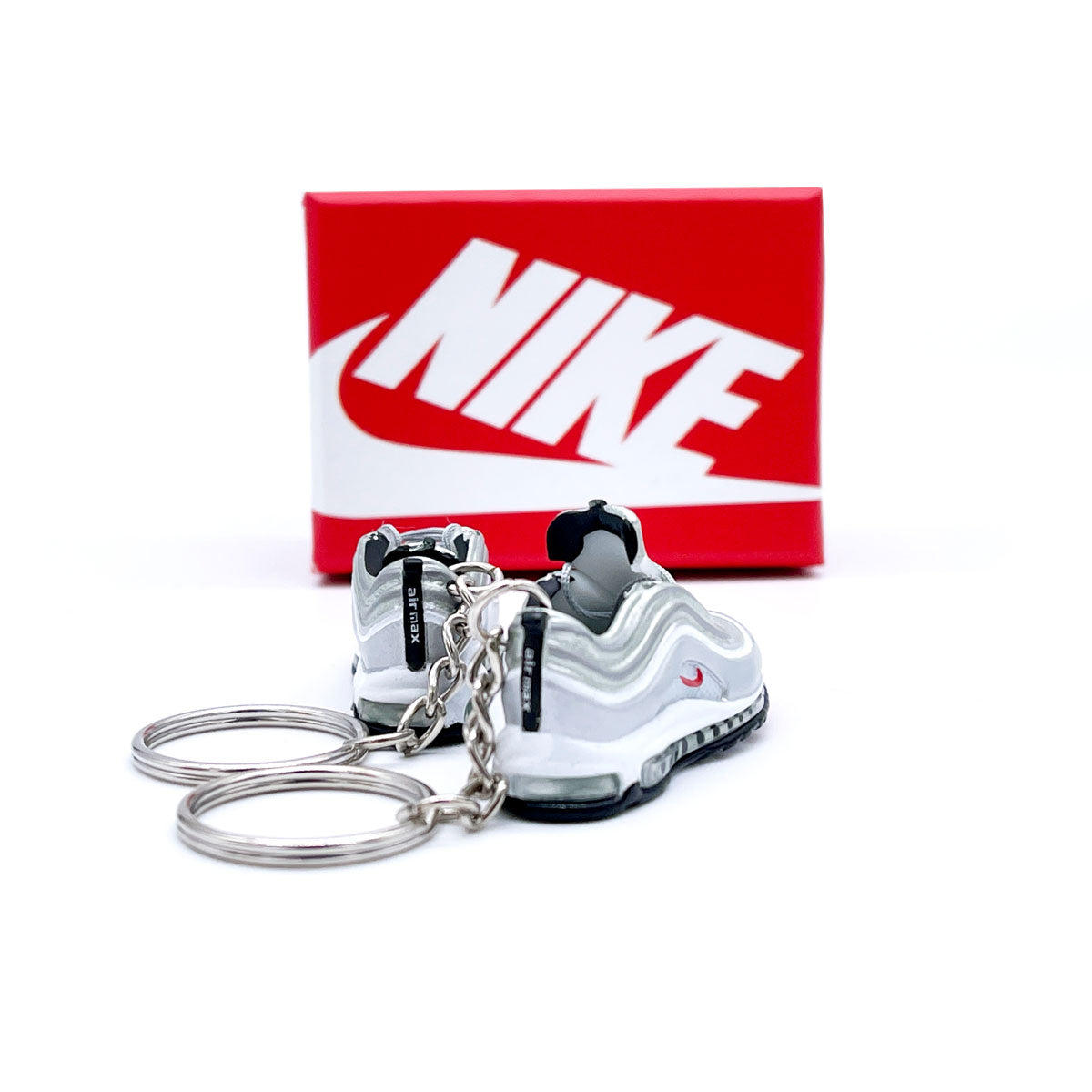 3D Sneaker Keychain- Air Max 97 OG Metallic Silver Bullet Pair - KickzStore