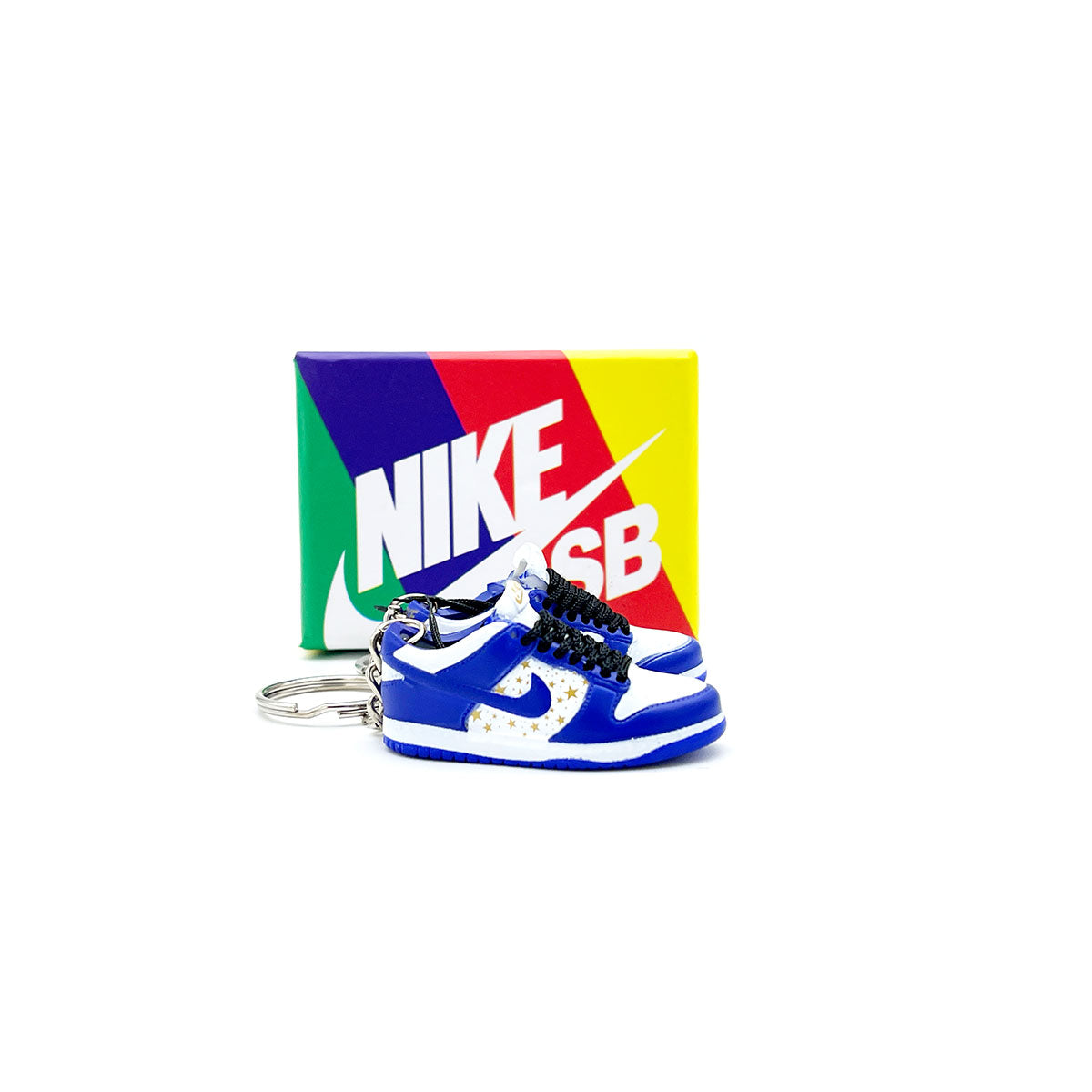 3D Sneaker Keychain- Nike SB Dunk Low Supreme Stars Hyper Royal Pair