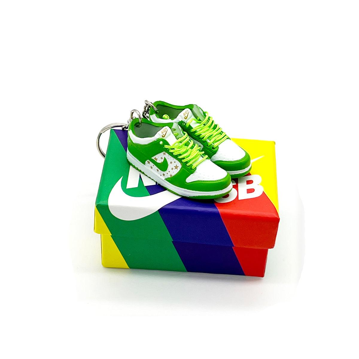 3D Sneaker Keychain- Nike SB Dunk Low Supreme Stars Mean Green Pair