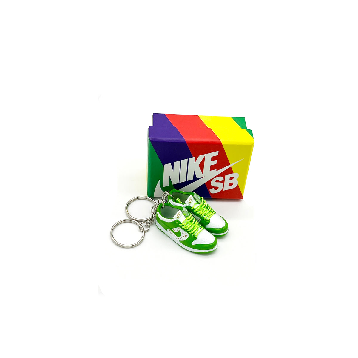 3D Sneaker Keychain- Nike SB Dunk Low Supreme Stars Mean Green Pair - KickzStore