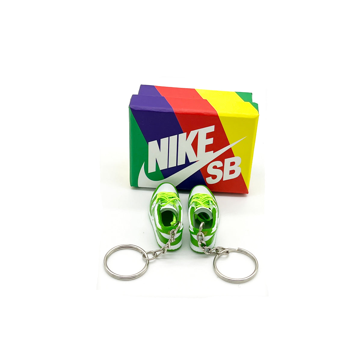 3D Sneaker Keychain- Nike SB Dunk Low Supreme Stars Mean Green Pair