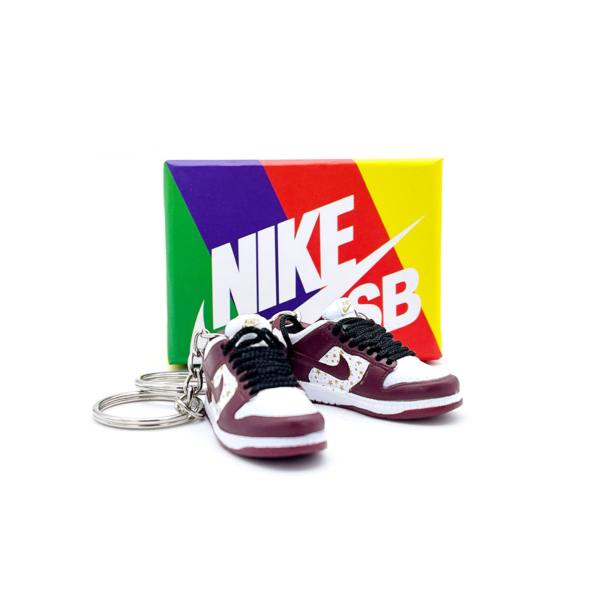 3D Sneaker Keychain- Nike SB Dunk Low Supreme Stars Barkroot Brown Pair