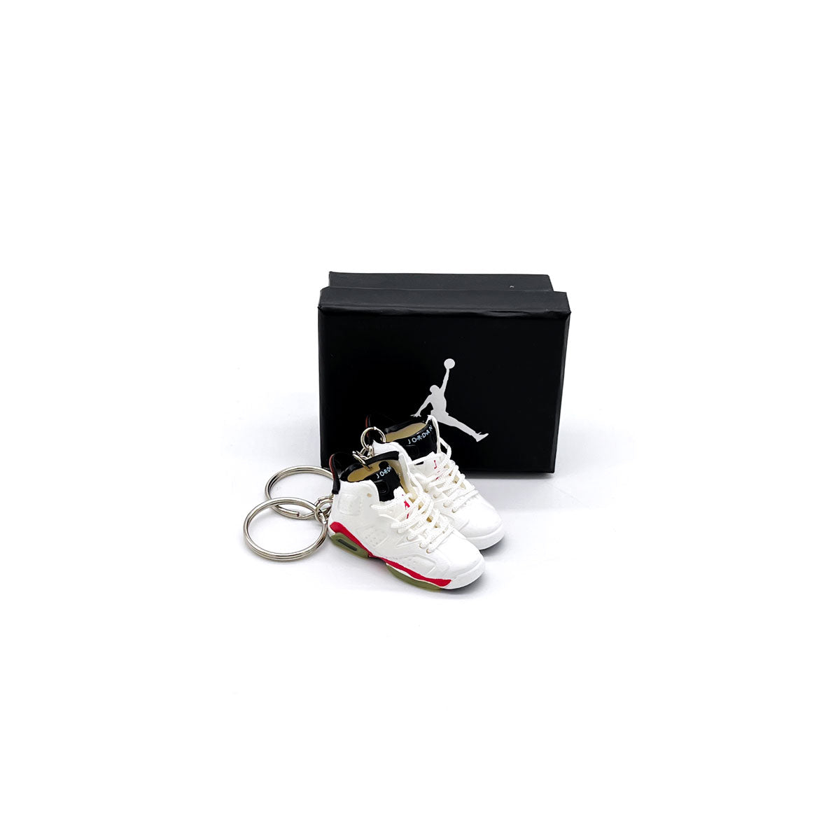 3D Sneaker Keychain- Air Jordan 6 White Infared Pair - KickzStore
