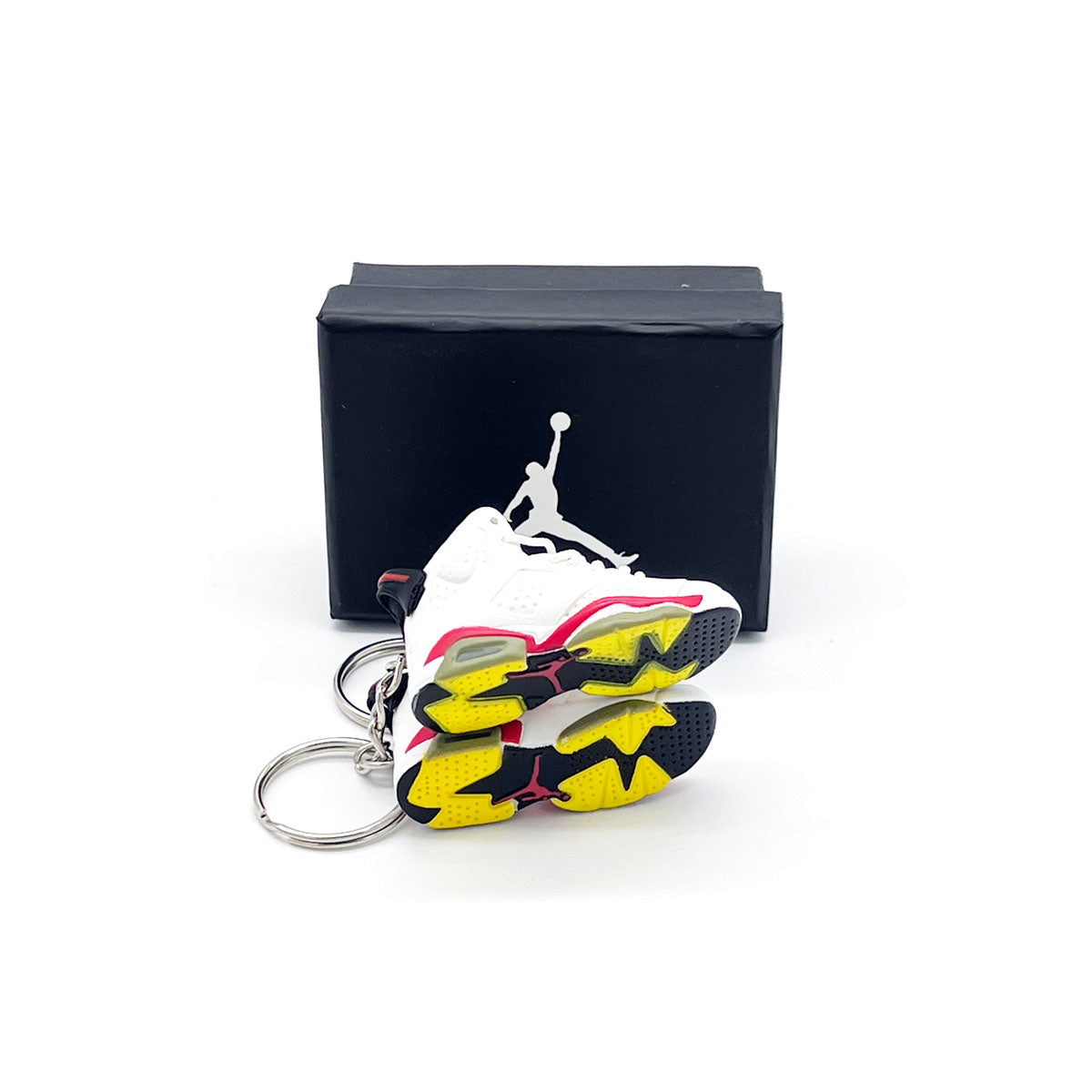 3D Sneaker Keychain- Air Jordan 6 White Infrared Pair