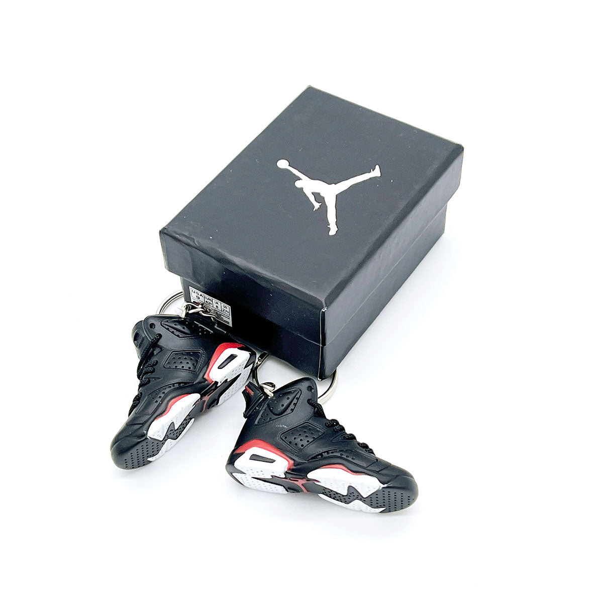 3D Sneaker Keychain- Air Jordan 6 Black Infrared Pair
