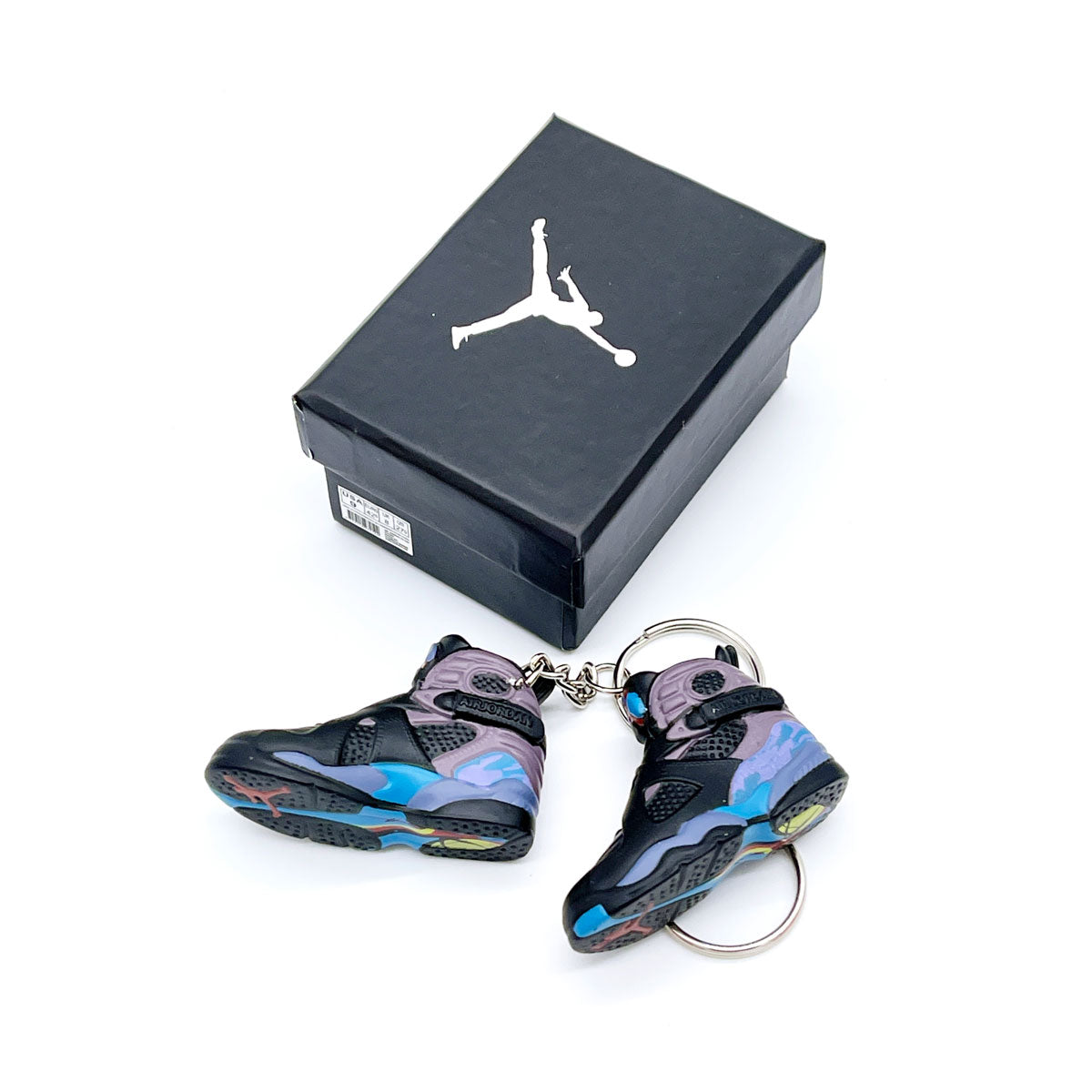 3D Sneaker Keychain- Air Jordan 8 Aqua Pair