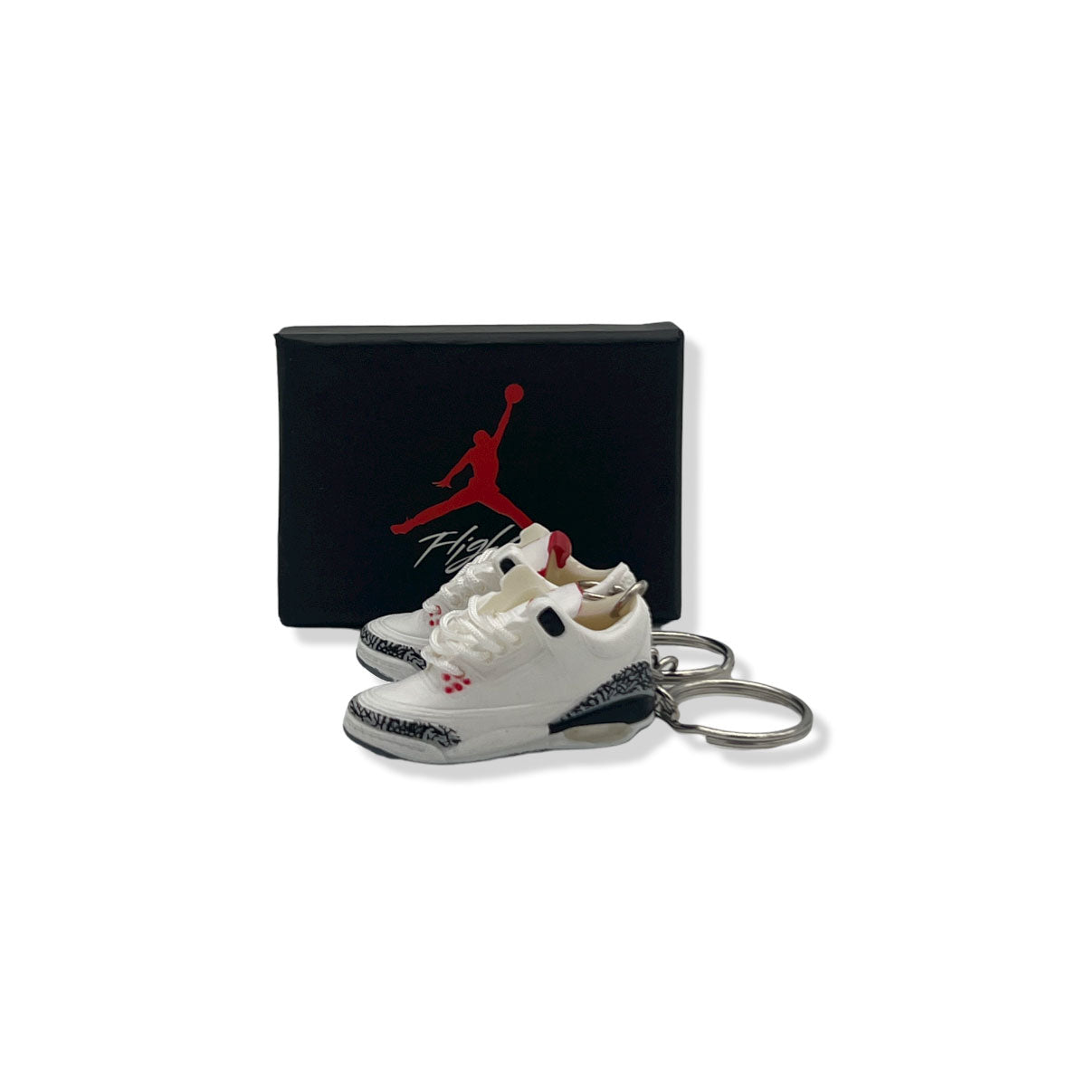 3D Sneaker Keychain- Air Jordan 3 White Cement Pair - KickzStore