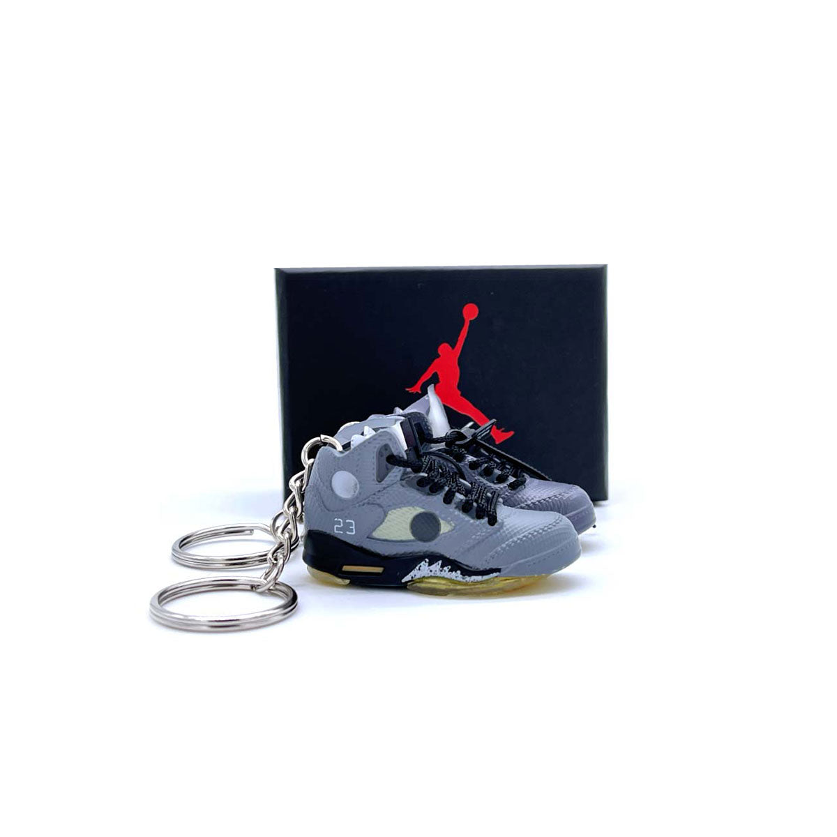 3D Sneaker Keychain- Air Jordan 5 Off-White Muslum Pair