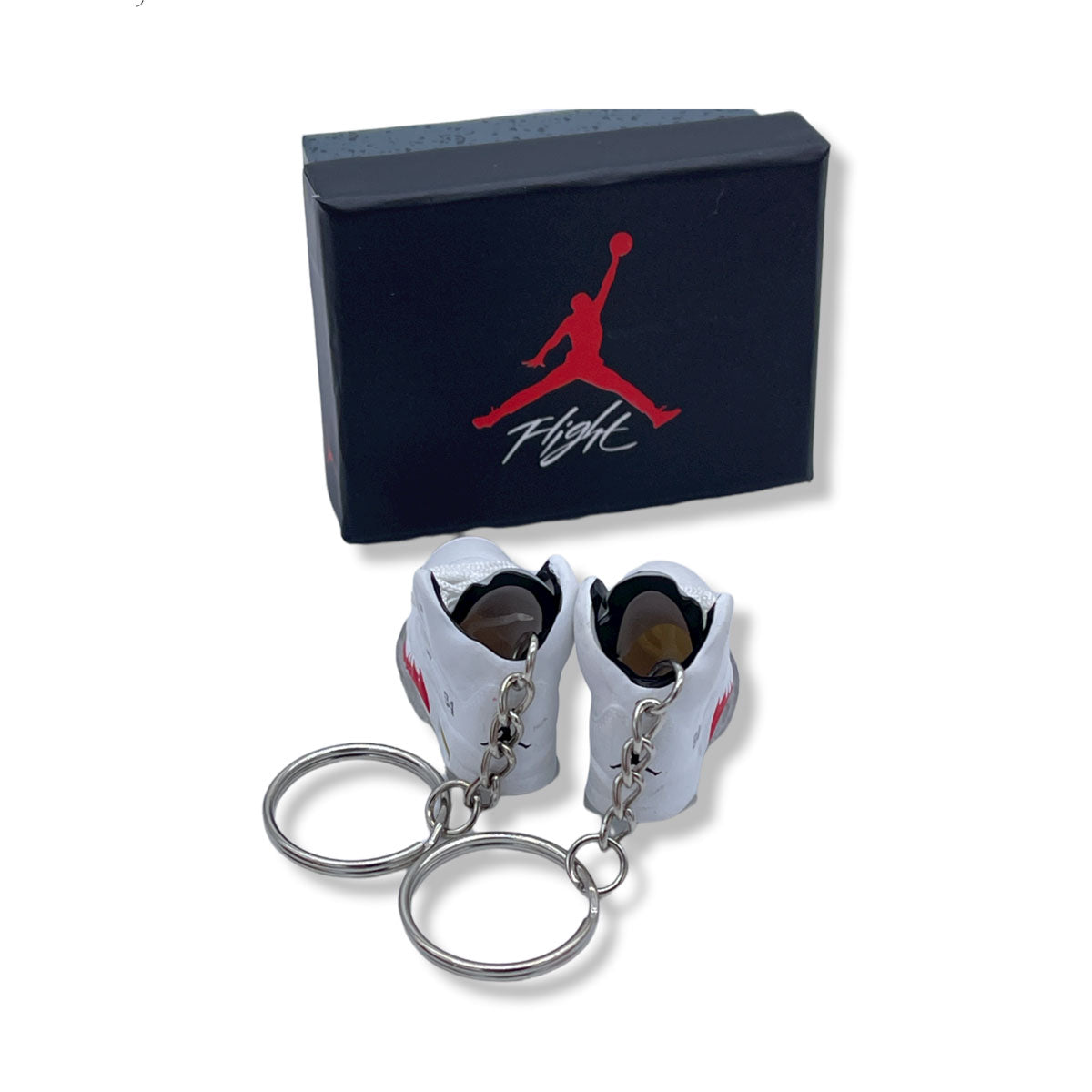 3D Sneaker Keychain- Air Jordan 5 White Supreme Pair