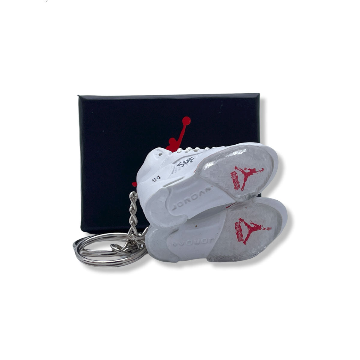 3D Sneaker Keychain- Air Jordan 5 White Supreme Pair