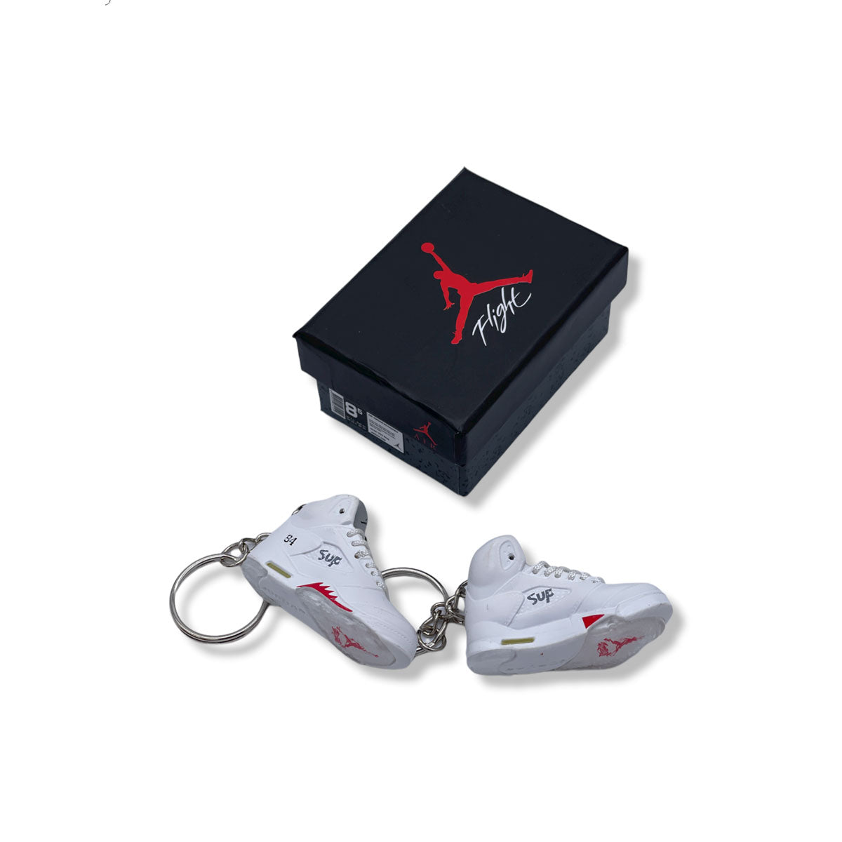 3D Sneaker Keychain- Air Jordan 5 White Supreme Pair - KickzStore