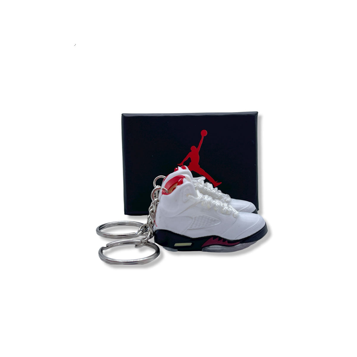 3D Sneaker Keychain- Air Jordan 5 Fire Red Pair - KickzStore