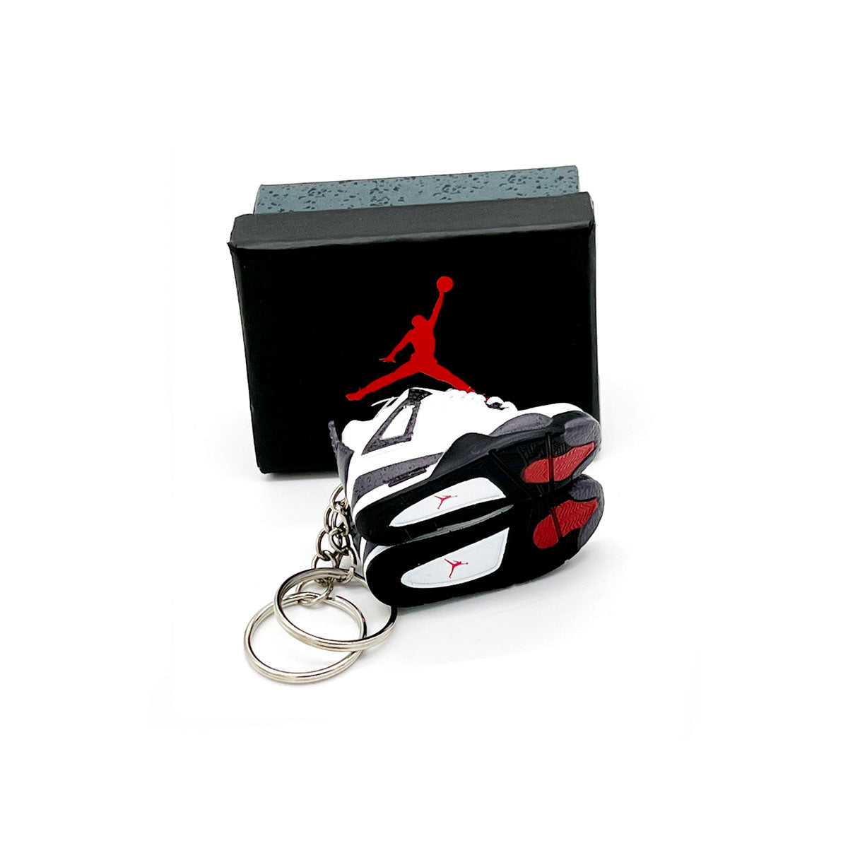 3D Sneaker Keychain- Air Jordan 4 White Cement Pair - KickzStore