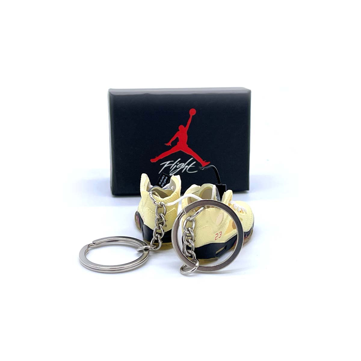 3D Sneaker Keychain- Air Jordan 5 Off-White Sail Pair