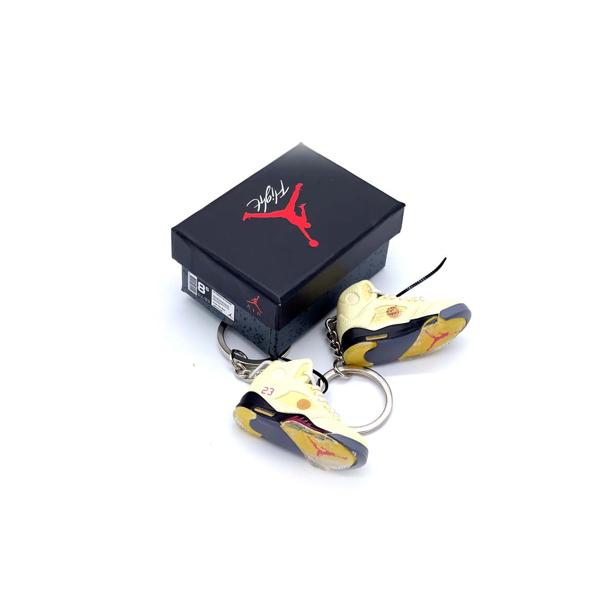 3D Sneaker Keychain- Air Jordan 5 Off-White Sail Pair - KickzStore